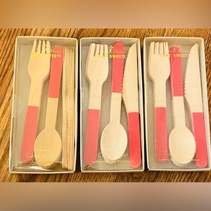 Meri Meri Red Wooden Cutlery Set (Set of 24), 3 sets, NWOT